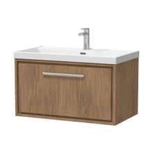 Hudson Reed Lille 800mm Wall Hung Single Drawer Vanity With Basin - 1 Tap Hole Contemp Antique Oak MFC Textured Woodgrain,vitreous China 481x810x460mm - JJ Building Materials