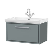 Hudson Reed Lille 800mm Wall Hung Single Drawer Vanity With Basin - 1 Tap Hole Contemp Coastal Grey Fireclay,MFC Smooth Matt 498x830x471mm - JJ Building Materials