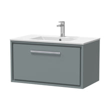 Hudson Reed Lille 800mm Wall Hung Single Drawer Vanity With Basin - 1 Tap Hole Contemp Coastal Grey MFC Smooth Matt,vitreous China 449x805x460mm - JJ Building Materials