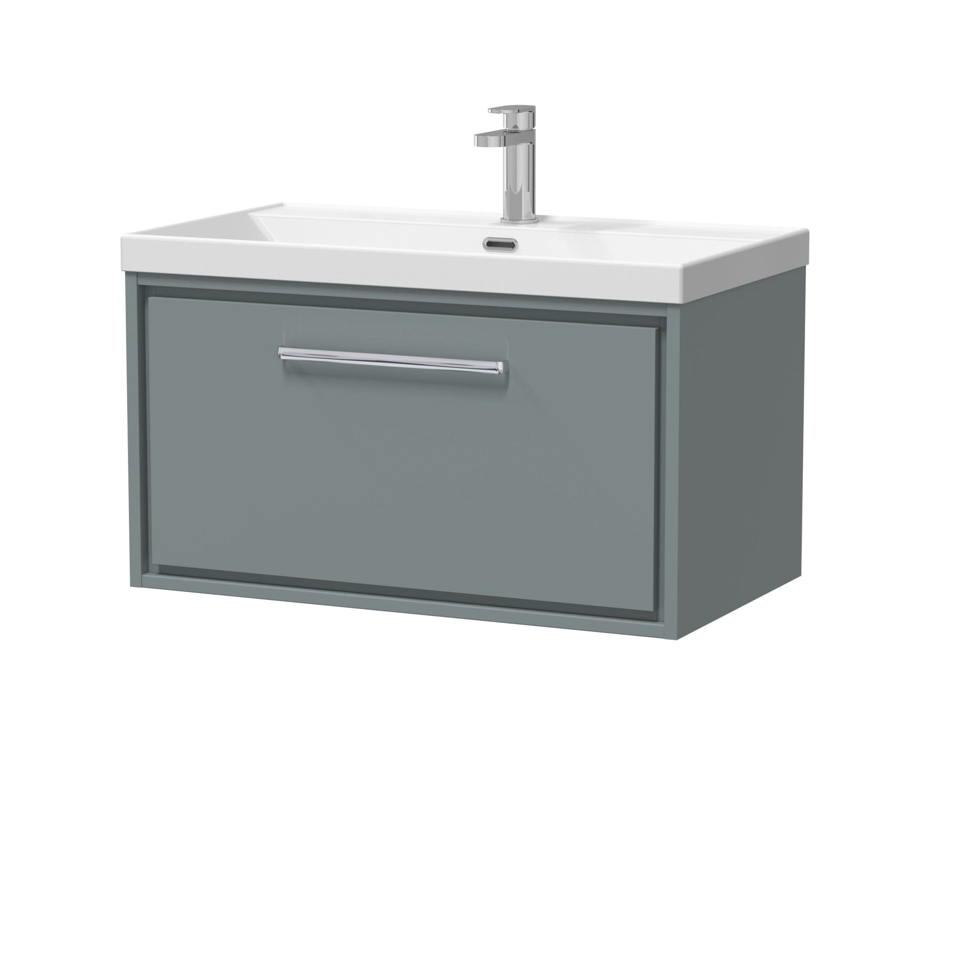 Hudson Reed Lille 800mm Wall Hung Single Drawer Vanity With Basin - 1 Tap Hole Contemp Coastal Grey MFC Smooth Matt,vitreous China 481x810x460mm - JJ Building Materials