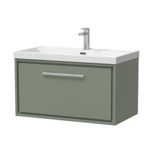 Hudson Reed Lille 800mm Wall Hung Single Drawer Vanity With Basin - 1 Tap Hole Contemp Fern Green MFC Smooth Matt,vitreous China 481x810x460mm - JJ Building Materials