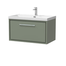 Hudson Reed Lille 800mm Wall Hung Single Drawer Vanity With Basin - 1 Tap Hole Contemp Fern Green MFC Smooth Matt,vitreous China 481x810x460mm - JJ Building Materials