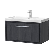 Hudson Reed Lille 800mm Wall Hung Single Drawer Vanity With Basin - 1 Tap Hole Contemp Graphite Grey Woodgrain MFC Textured Woodgrain,vitreous China 481x810x460mm - JJ Building Materials