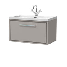 Hudson Reed Lille 800mm Wall Hung Single Drawer Vanity With Basin - 1 Tap Hole Contemp Pebble Grey Fireclay,MFC Smooth Matt 476x813x462mm - JJ Building Materials