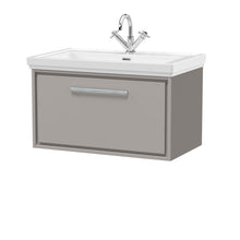 Hudson Reed Lille 800mm Wall Hung Single Drawer Vanity With Basin - 1 Tap Hole Contemp Pebble Grey Fireclay,MFC Smooth Matt 498x830x471mm - JJ Building Materials