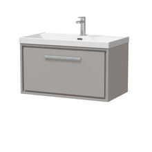 Hudson Reed Lille 800mm Wall Hung Single Drawer Vanity With Basin - 1 Tap Hole Contemp Pebble Grey MFC Smooth Matt,vitreous China 481x810x460mm - JJ Building Materials