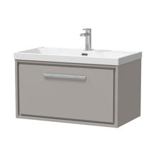Hudson Reed Lille 800mm Wall Hung Single Drawer Vanity With Basin - 1 Tap Hole Contemp Pebble Grey MFC Smooth Matt,vitreous China 481x810x460mm - JJ Building Materials