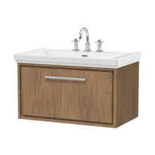 Hudson Reed Lille 800mm Wall Hung Single Drawer Vanity With Basin - 3 Tap Hole Contemp Antique Oak Fireclay,MFC Textured Woodgrain 498x830x471mm - JJ Building Materials