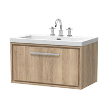 Hudson Reed Lille 800mm Wall Hung Single Drawer Vanity With Basin - 3 Tap Hole Contemp Bleached Oak Fireclay,MFC Textured Woodgrain 476x813x462mm - JJ Building Materials