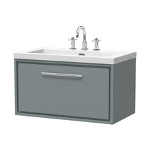 Hudson Reed Lille 800mm Wall Hung Single Drawer Vanity With Basin - 3 Tap Hole Contemp Coastal Grey Fireclay,MFC Smooth Matt 476x813x462mm - JJ Building Materials