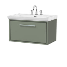Hudson Reed Lille 800mm Wall Hung Single Drawer Vanity With Basin - 3 Tap Hole Contemp Fern Green Fireclay,MFC Smooth Matt 498x830x471mm - JJ Building Materials