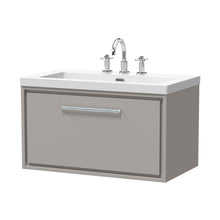 Hudson Reed Lille 800mm Wall Hung Single Drawer Vanity With Basin - 3 Tap Hole Contemp Pebble Grey Fireclay,MFC Smooth Matt 476x813x462mm - JJ Building Materials