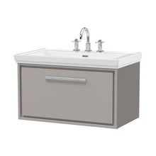 Hudson Reed Lille 800mm Wall Hung Single Drawer Vanity With Basin - 3 Tap Hole Contemp Pebble Grey Fireclay,MFC Smooth Matt 498x830x471mm - JJ Building Materials