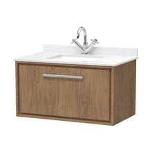 Hudson Reed Lille 800mm Wall Hung Single Drawer Vanity With Marble Worktop Basin Contemp Antique Oak MFC Textured Woodgrain,vitreous China 509x820x470mm - JJ Building Materials