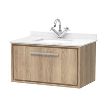 Hudson Reed Lille 800mm Wall Hung Single Drawer Vanity With Marble Worktop Basin Contemp Bleached Oak MFC Textured Woodgrain,vitreous China 509x820x470mm - JJ Building Materials