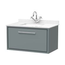 Hudson Reed Lille 800mm Wall Hung Single Drawer Vanity With Marble Worktop Basin Contemp Coastal Grey MFC Smooth Matt,vitreous China 509x820x470mm - JJ Building Materials