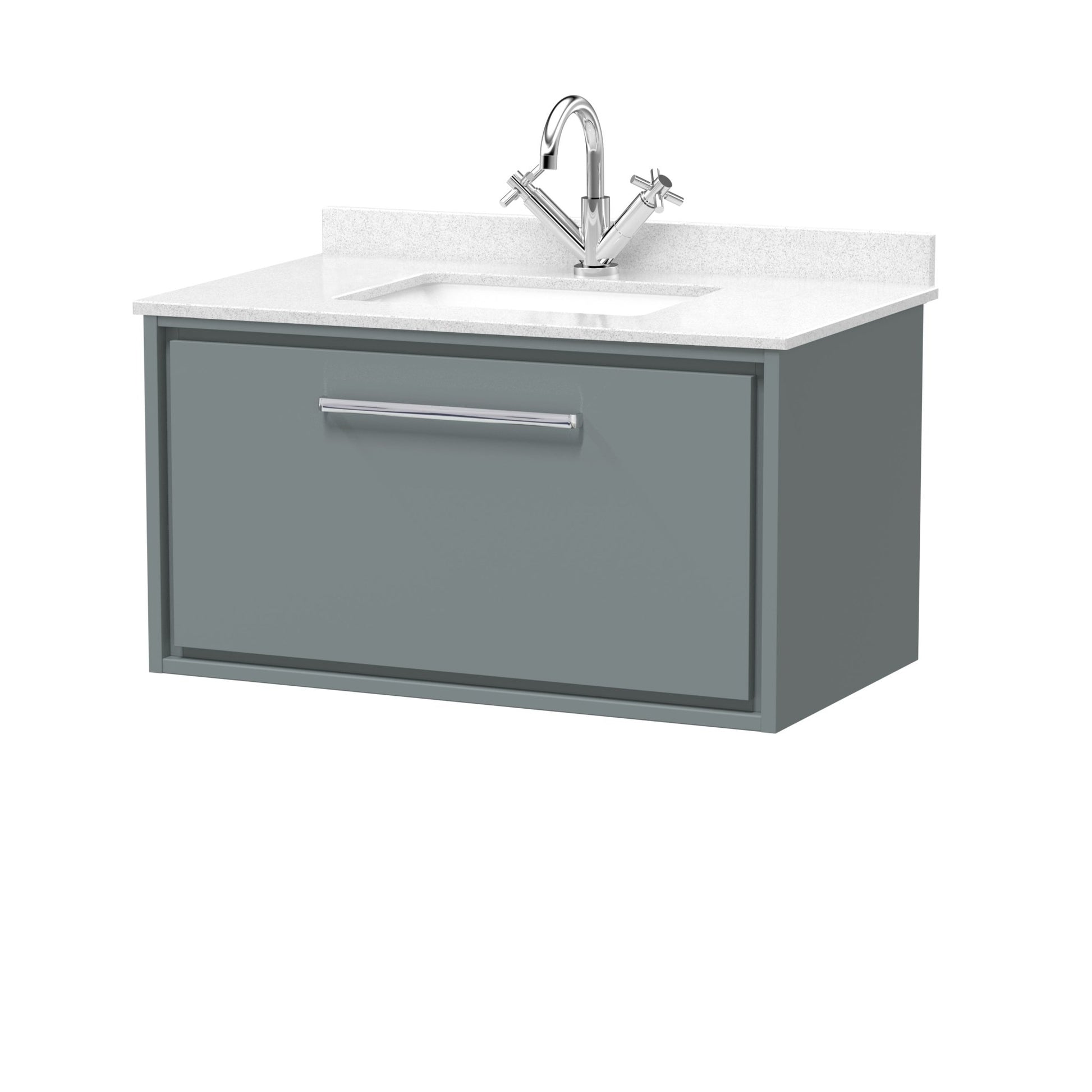 Hudson Reed Lille 800mm Wall Hung Single Drawer Vanity With Marble Worktop Basin Contemp Coastal Grey MFC Smooth Matt,vitreous China 509x820x470mm - JJ Building Materials