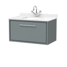 Hudson Reed Lille 800mm Wall Hung Single Drawer Vanity With Marble Worktop Basin Contemp Coastal Grey MFC Smooth Matt,vitreous China 509x820x470mm - JJ Building Materials