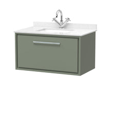 Hudson Reed Lille 800mm Wall Hung Single Drawer Vanity With Marble Worktop Basin Contemp Fern Green MFC Smooth Matt,vitreous China 509x820x470mm - JJ Building Materials
