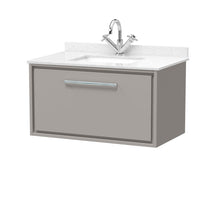 Hudson Reed Lille 800mm Wall Hung Single Drawer Vanity With Marble Worktop Basin Contemp Pebble Grey MFC Smooth Matt,vitreous China 509x820x470mm - JJ Building Materials