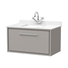 Hudson Reed Lille 800mm Wall Hung Single Drawer Vanity With Marble Worktop Basin Contemp Pebble Grey MFC Smooth Matt,vitreous China 509x820x470mm - JJ Building Materials