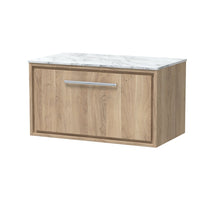Hudson Reed Lille 800mm Wall Hung Single Drawer Vanity With Marble Worktop Contemp Bleached Oak MFC Textured Woodgrain,natural Marble 449x810x460mm - LIL3025CMT - JJ Building Materials