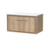 Hudson Reed Lille 800mm Wall Hung Single Drawer Vanity With Marble Worktop Contemp Bleached Oak MFC Textured Woodgrain,natural Marble 449x810x460mm - LIL3025WMT - JJ Building Materials