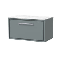 Hudson Reed Lille 800mm Wall Hung Single Drawer Vanity With Marble Worktop Contemp Coastal Grey MFC Smooth Matt,natural Marble 449x810x460mm - LIL2325WMT - JJ Building Materials