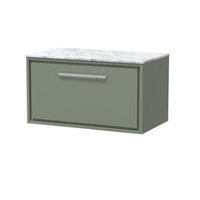 Hudson Reed Lille 800mm Wall Hung Single Drawer Vanity With Marble Worktop Contemp Fern Green MFC Smooth Matt,natural Marble 449x810x460mm - LIL3125CMT - JJ Building Materials