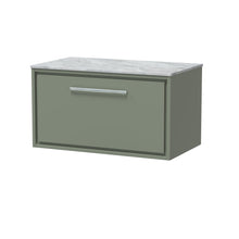 Hudson Reed Lille 800mm Wall Hung Single Drawer Vanity With Marble Worktop Contemp Fern Green MFC Smooth Matt,natural Marble 449x810x460mm - LIL3125GMT - JJ Building Materials