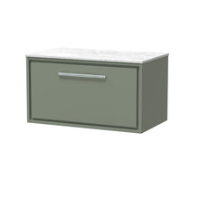 Hudson Reed Lille 800mm Wall Hung Single Drawer Vanity With Marble Worktop Contemp Fern Green MFC Smooth Matt,natural Marble 449x810x460mm - LIL3125WMT - JJ Building Materials