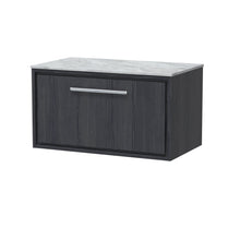 Hudson Reed Lille 800mm Wall Hung Single Drawer Vanity With Marble Worktop Contemp Graphite Grey Woodgrain MFC Textured Woodgrain,natural Marble 449x810x460mm - LIL2225GMT - JJ Building Materials