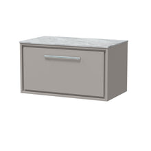 Hudson Reed Lille 800mm Wall Hung Single Drawer Vanity With Marble Worktop Contemp Pebble Grey MFC Smooth Matt,natural Marble 449x810x460mm - LIL3225GMT - JJ Building Materials