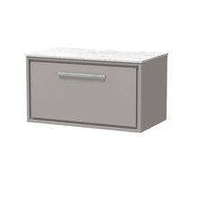 Hudson Reed Lille 800mm Wall Hung Single Drawer Vanity With Marble Worktop Contemp Pebble Grey MFC Smooth Matt,natural Marble 449x810x460mm - LIL3225WMT - JJ Building Materials