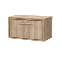 Hudson Reed Lille 800mm Wall Hung Single Drawer Vanity With Worktop Contemp Bleached Oak MFC Textured Woodgrain 449x805x460mm - JJ Building Materials