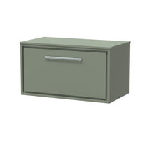 Hudson Reed Lille 800mm Wall Hung Single Drawer Vanity With Worktop Contemp Fern Green MFC Smooth Matt 449x805x460mm - JJ Building Materials