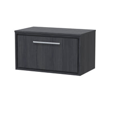 Hudson Reed Lille 800mm Wall Hung Single Drawer Vanity With Worktop Contemp Graphite Grey Woodgrain MFC Textured Woodgrain 449x805x460mm - JJ Building Materials