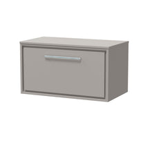 Hudson Reed Lille 800mm Wall Hung Single Drawer Vanity With Worktop Contemp Pebble Grey MFC Smooth Matt 449x805x460mm - JJ Building Materials