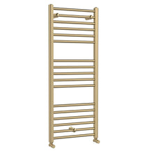 Hudson Reed Lorica Round Straight Towel Radiator 1200x500 Contemp Brushed Brass Steel 1200x500x30mm - JJ Building Materials