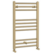 Hudson Reed Lorica Round Straight Towel Radiator 800x500 Contemp Brushed Brass Steel 800x500x30mm - JJ Building Materials