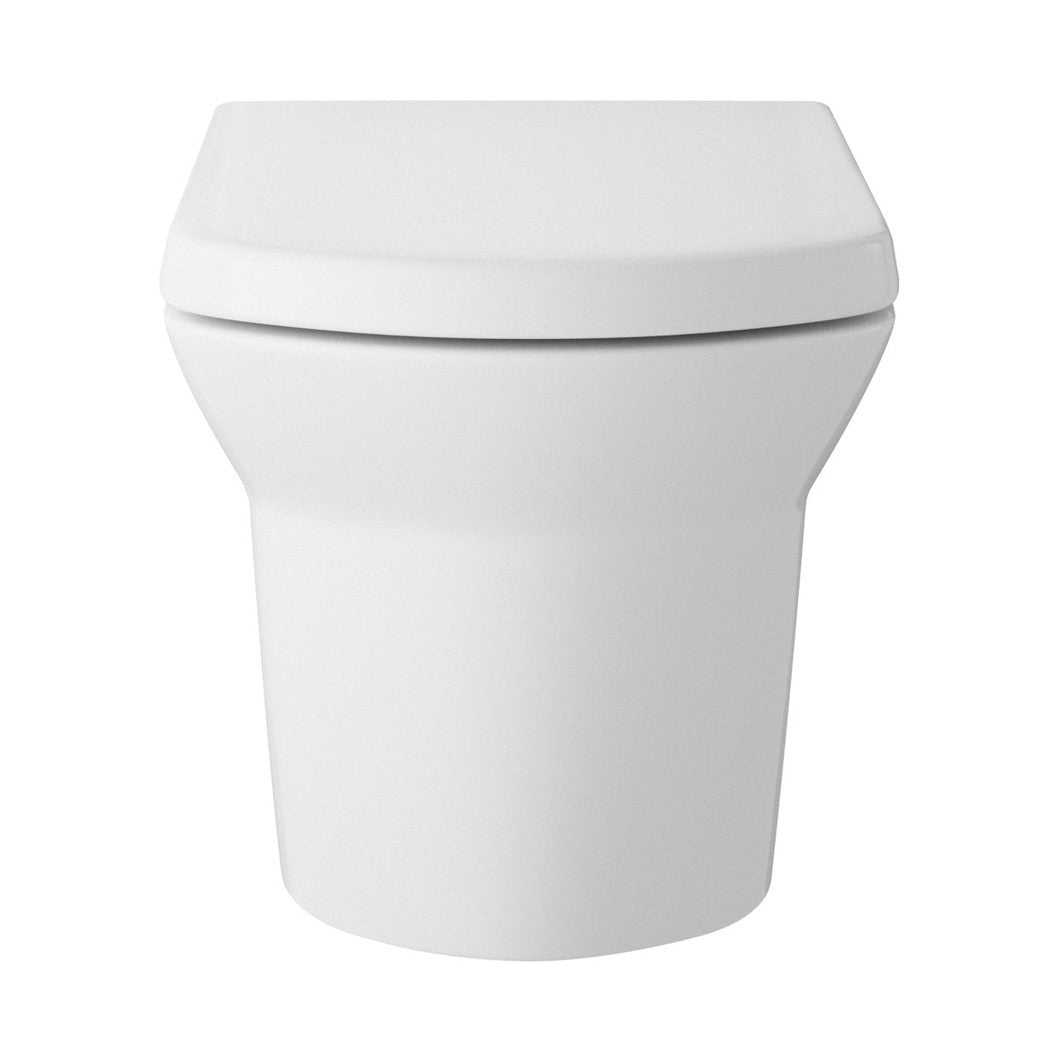 Hudson Reed Maya Wall Hung Pan & Seat Contemp Gloss White Vitreous China 400x355x525mm - JJ Building Materials