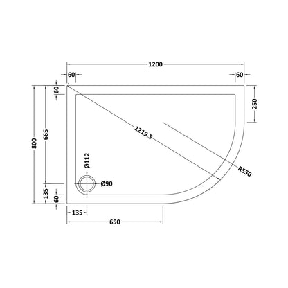 Hudson Reed Offset Quadrant Trays Offset Quadrant Shower Tray Rh 1200 X 800mm Contemp Grey Slate Acrylic Capped Abs Caco3 And Pu - JJ Building Materials