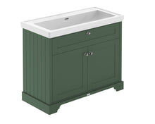 Hudson Reed Old London 1000mm 2 - door Unit & Classic Fireclay Basin 0th Trad Hunter Green Fireclay,MDF Vinyl Smooth Matt 867x1020x470mm - JJ Building Materials