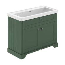 Hudson Reed Old London 1000mm 2-door Unit & Classic Fireclay Basin 0th Trad Hunter Green Fireclay,MDF Vinyl Smooth Matt 867x1020x470mm - JJ Building Materials
