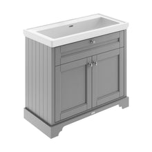 Hudson Reed Old London 1000mm 2-door Unit & Classic Fireclay Basin 0th Trad Storm Grey Fireclay,MDF Vinyl Textured Woodgrain 867x1020x470mm - JJ Building Materials