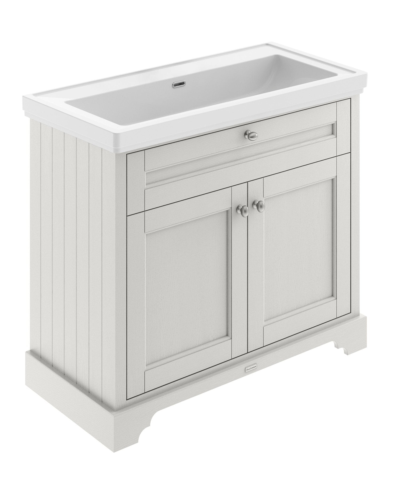 Hudson Reed Old London 1000mm 2 - door Unit & Classic Fireclay Basin 0th Trad Timeless Sand Fireclay,MDF Vinyl Textured Woodgrain 867x1020x470mm - JJ Building Materials