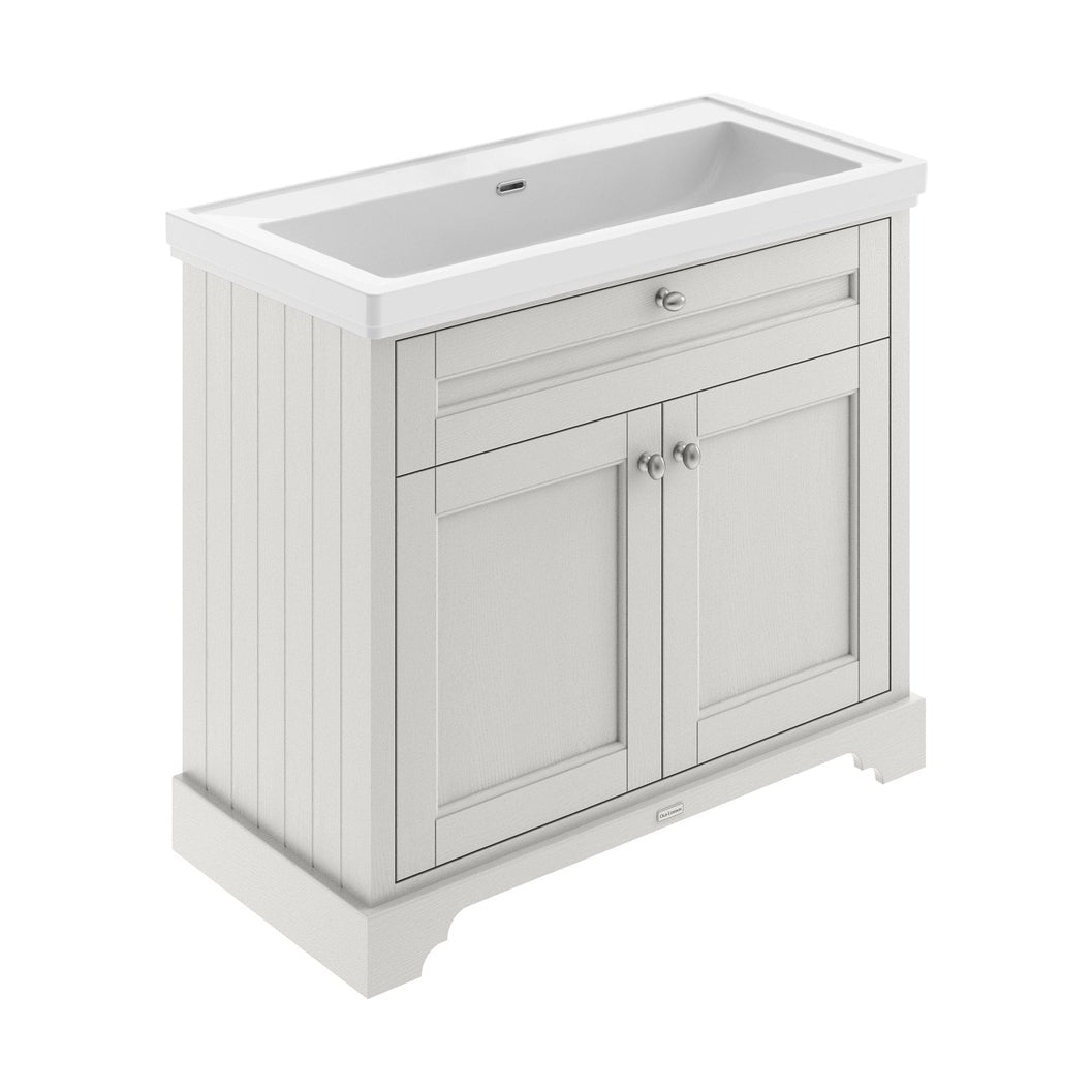 Hudson Reed Old London 1000mm 2-door Unit & Classic Fireclay Basin 0th Trad Timeless Sand Fireclay,MDF Vinyl Textured Woodgrain 867x1020x470mm - JJ Building Materials