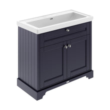 Hudson Reed Old London 1000mm 2-door Unit & Classic Fireclay Basin 0th Trad Twilight Blue Fireclay,MDF Vinyl Textured Woodgrain 867x1020x470mm - JJ Building Materials