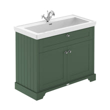 Hudson Reed Old London 1000mm 2-door Unit & Classic Fireclay Basin 1th Trad Hunter Green Fireclay,MDF Vinyl Smooth Matt 867x1030x470mm - JJ Building Materials