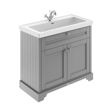Hudson Reed Old London 1000mm 2-door Unit & Classic Fireclay Basin 1th Trad Storm Grey Fireclay,MDF Vinyl Textured Woodgrain 867x1030x470mm - JJ Building Materials